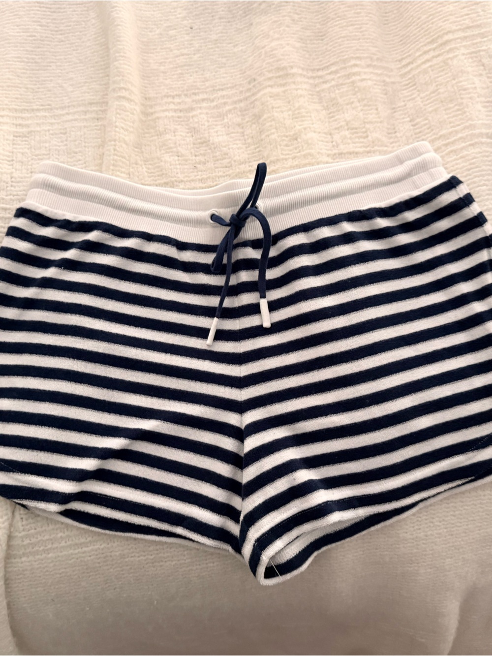 Vineyard Vines Navy and White Striped Women’s Terry Shorts